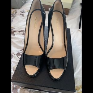 Prada black heels open toe